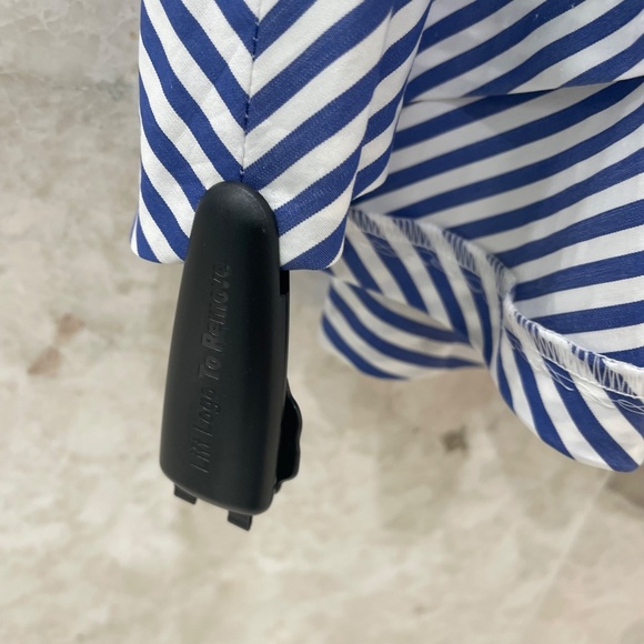 NWT SANDRO Dress Blue White Striped Cotton Lace Back "Gana" - Picture 9 of 13